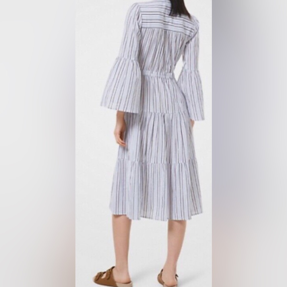 Michael Kors Striped Cotton Gauze Tiered Dress
